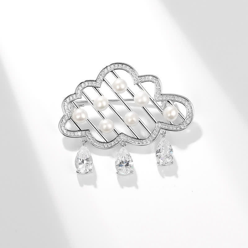 Broche de perlas con forma de nube lluviosa para mujer