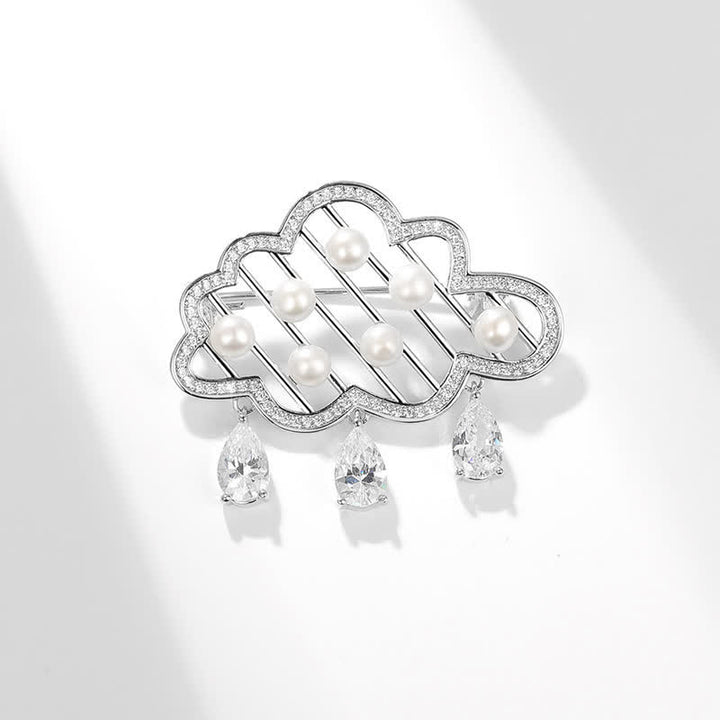 Broche de perlas con forma de nube lluviosa para mujer