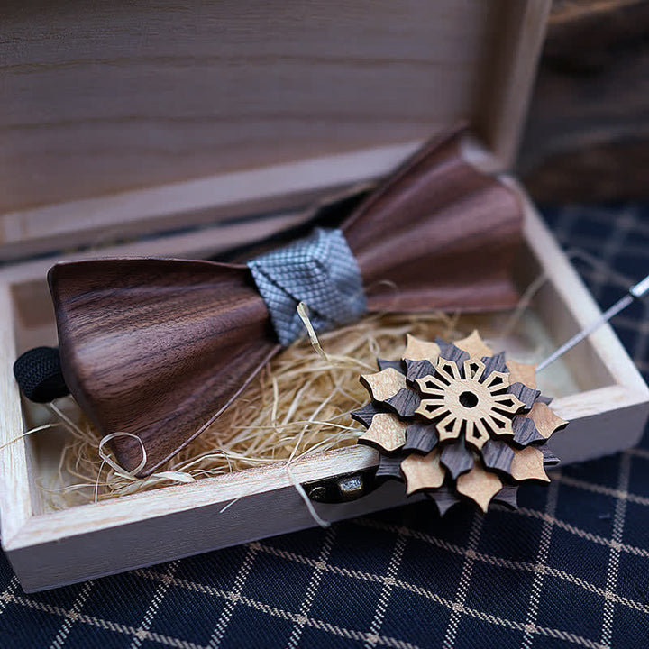 Juego de 2 pajaritas de madera con relieve 3D para hombre