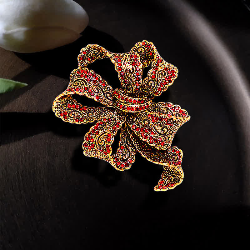 Broche de circonita con lazo estilo bohemio vintage para mujer