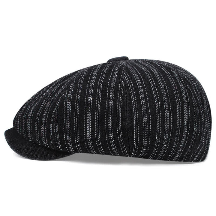 Gorra de boina de vendedor de periódicos octogonal a rayas de moda