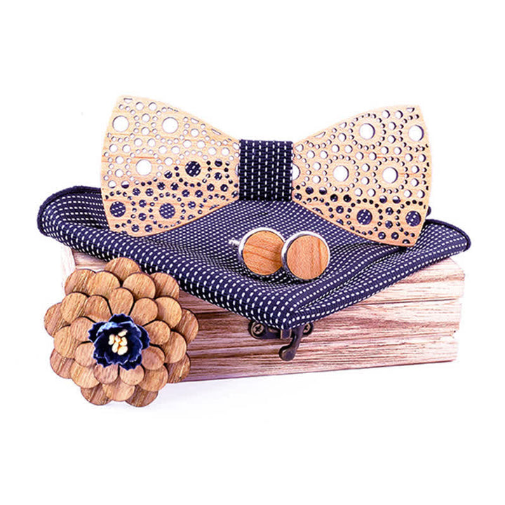 Juego de 4 pajaritas de madera huecas y redondas para hombre.