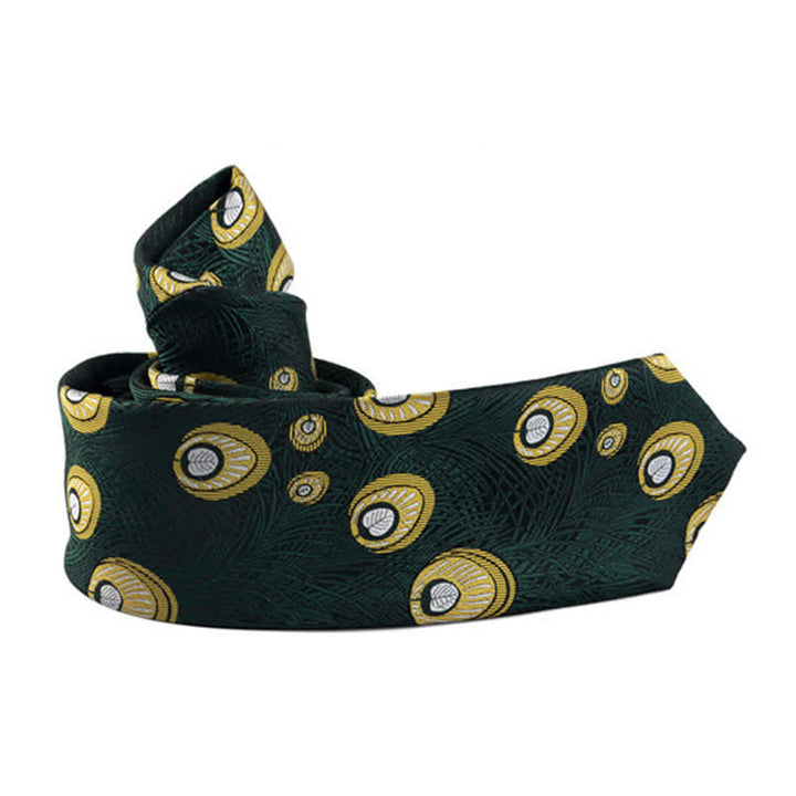 Corbata con estampado de plumas de pavo real para hombre