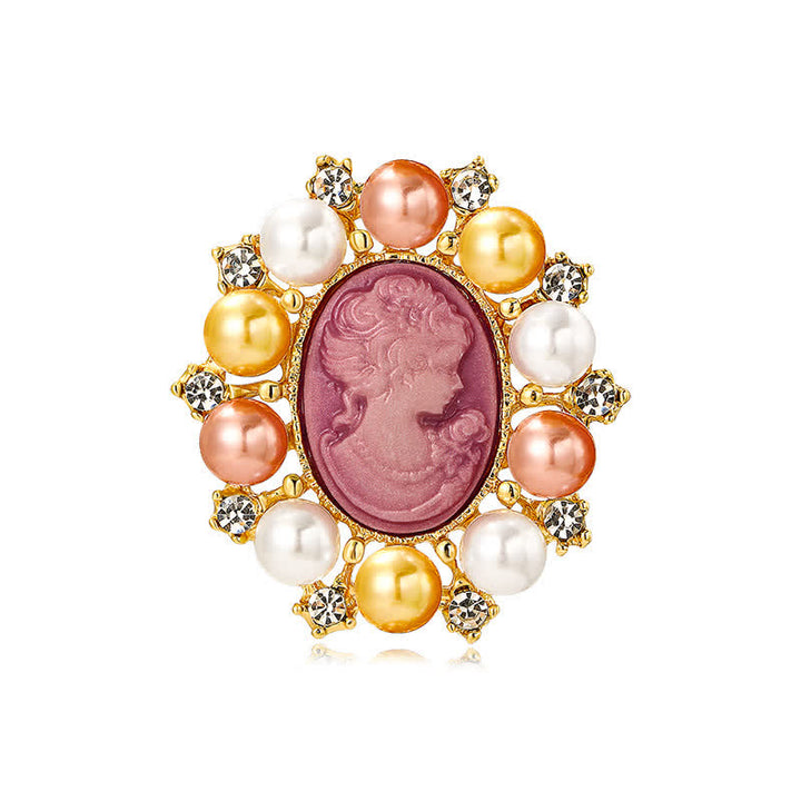 Broche de perlas de belleza con relieve de palacio para mujer