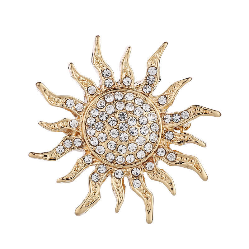 Broche de diamantes de imitación con forma de sol brillante para hombre