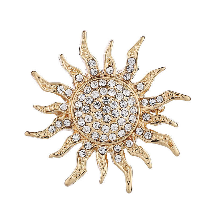 Broche de diamantes de imitación con forma de sol brillante para hombre