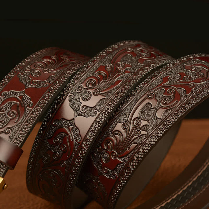 Cinturón de cuero genuino con relieve y hebilla de águila para hombre