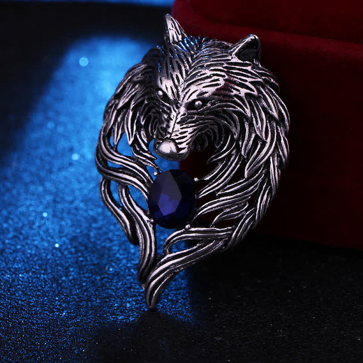 Broche de cabeza de lobo legendario para hombre