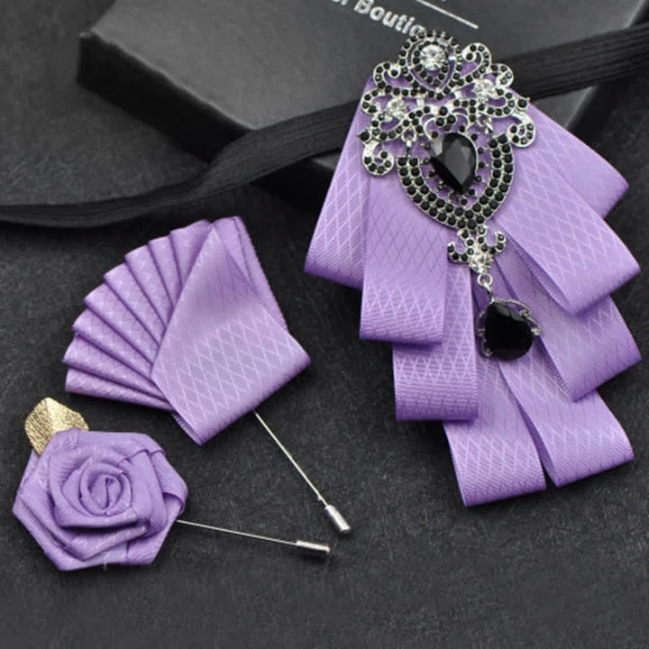 Conjunto de 3 pajaritas con diamantes de imitación negros a cuadros