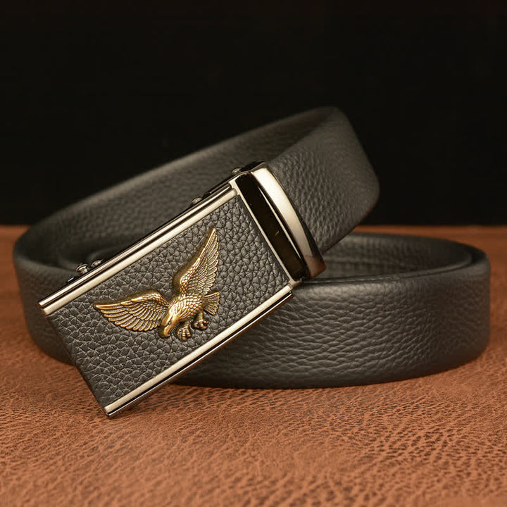 Cinturón de cuero con hebilla automática para hombre, estilo ejecutivo, con águila y halcón