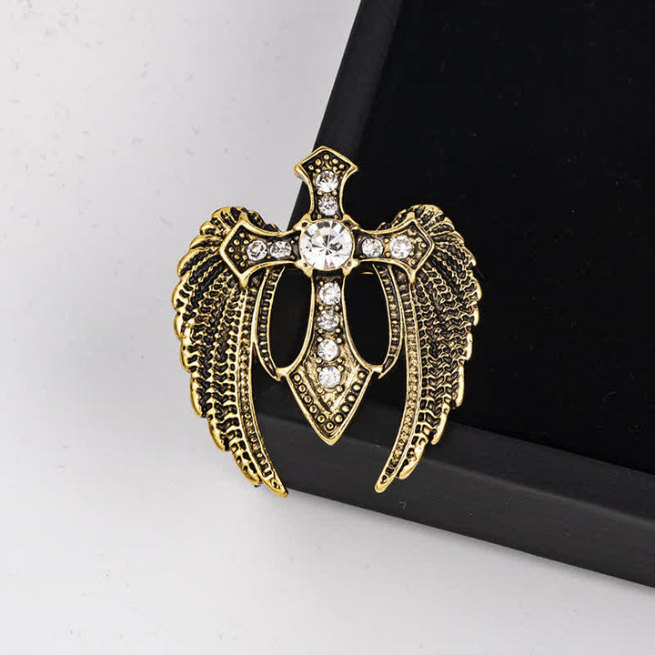 Broche de cruz con alas Soar In Faith para hombre