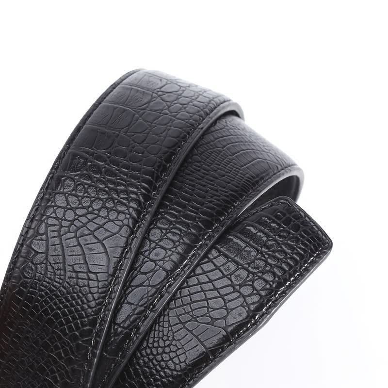 Cinturón de piel con hebilla automática y diseño de cocodrilo para hombre