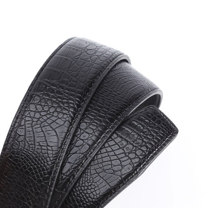Cinturón de piel con hebilla automática y diseño de cocodrilo para hombre