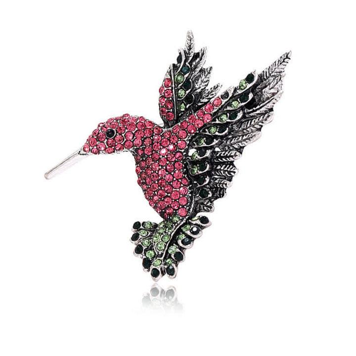 Broche de diamantes de imitación con forma de colibrí para mujer