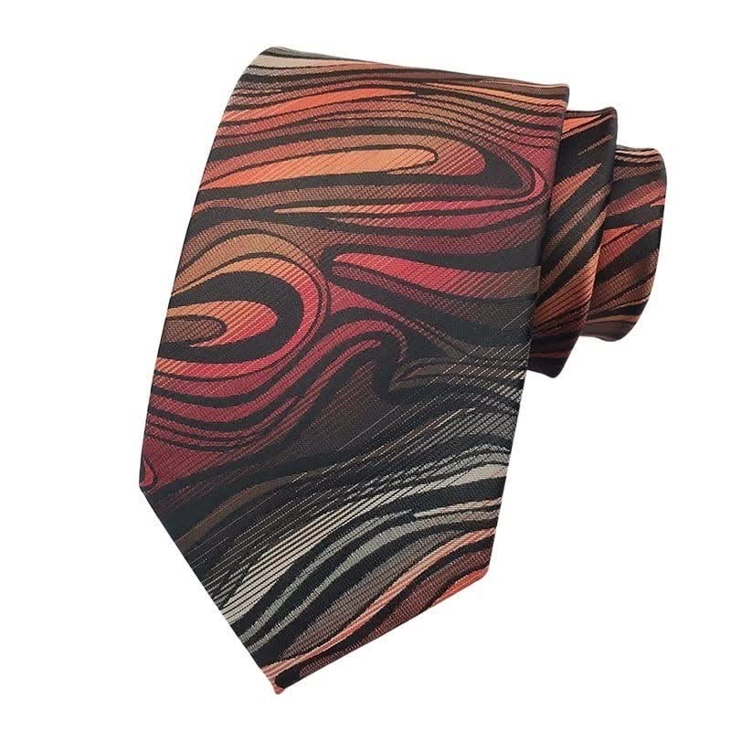 Conjunto de 3 corbatas onduladas abstractas con llamas rojas para hombre