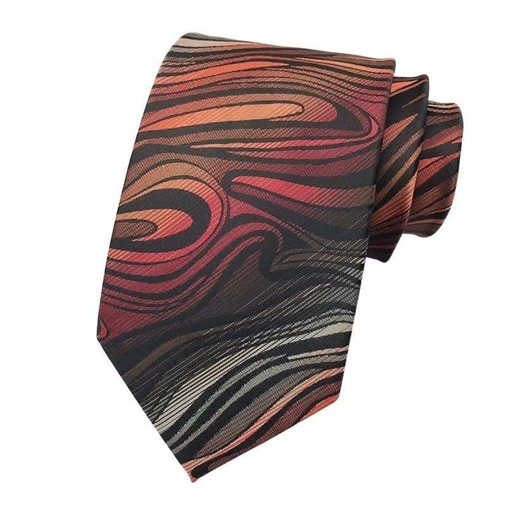 Conjunto de 3 corbatas onduladas abstractas con llamas rojas para hombre