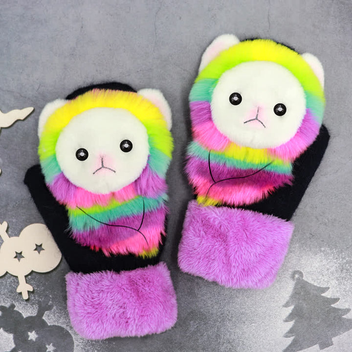 Guantes de mujer con pelo de animalito bonito.