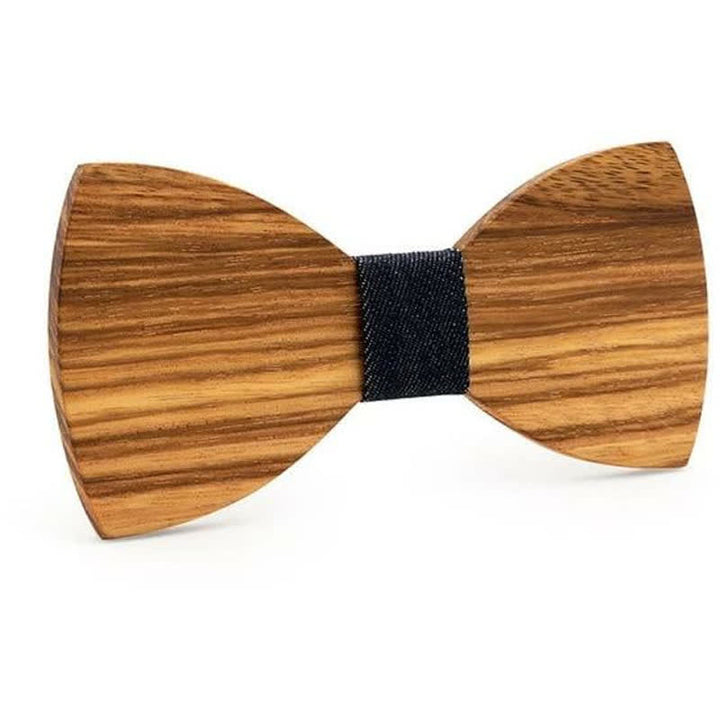 Pajarita de madera con vetas de madera natural para hombre