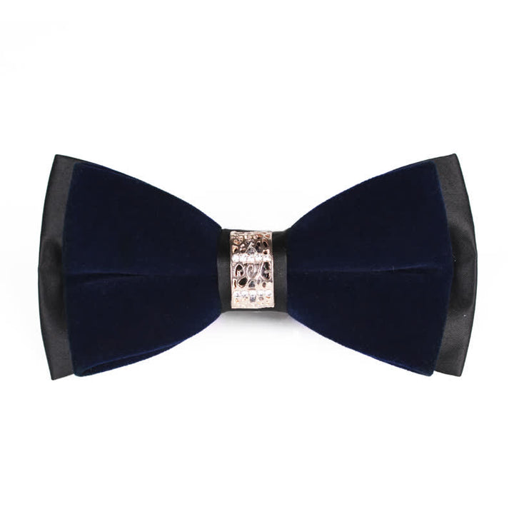 Pajarita de terciopelo con parches de diamantes de imitación para hombre