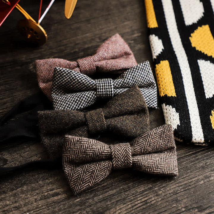 Pajarita sencilla de mezcla de lana y tweed para hombre