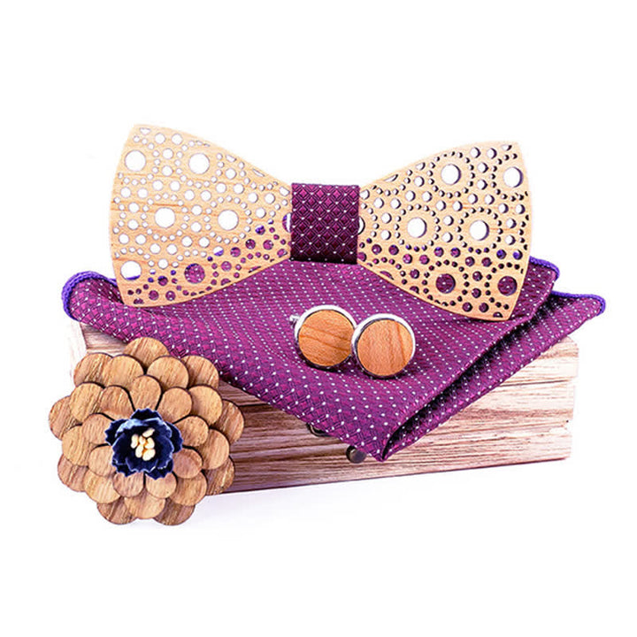 Juego de 4 pajaritas de madera huecas y redondas para hombre.