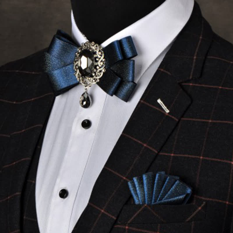 Conjunto de 3 pajaritas de color liso con diamantes de imitación negros