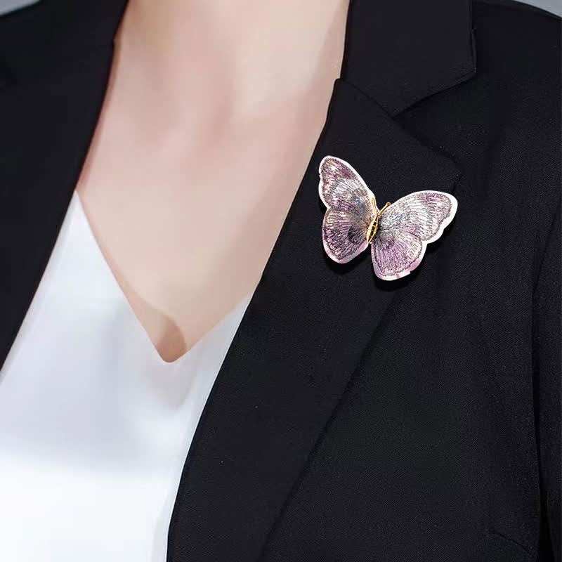 Broche de mariposa con bordado de ensueño para mujer