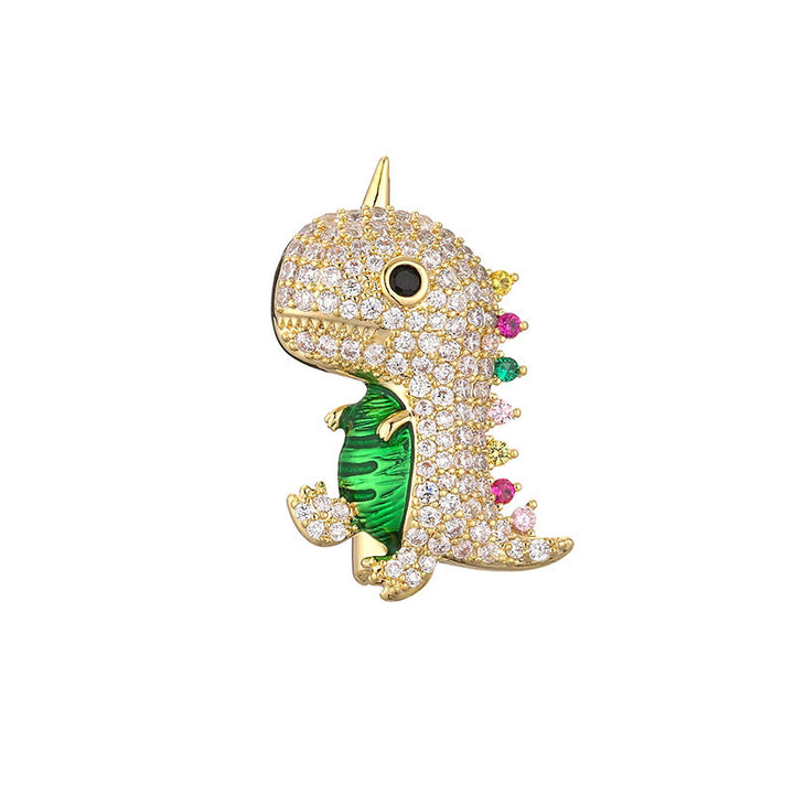 Broche de dinosaurio brillante con dibujos animados para mujer