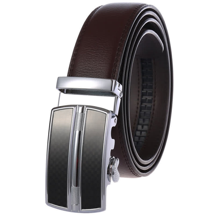 Cinturón de cuero con hebilla automática hueca simple para hombre