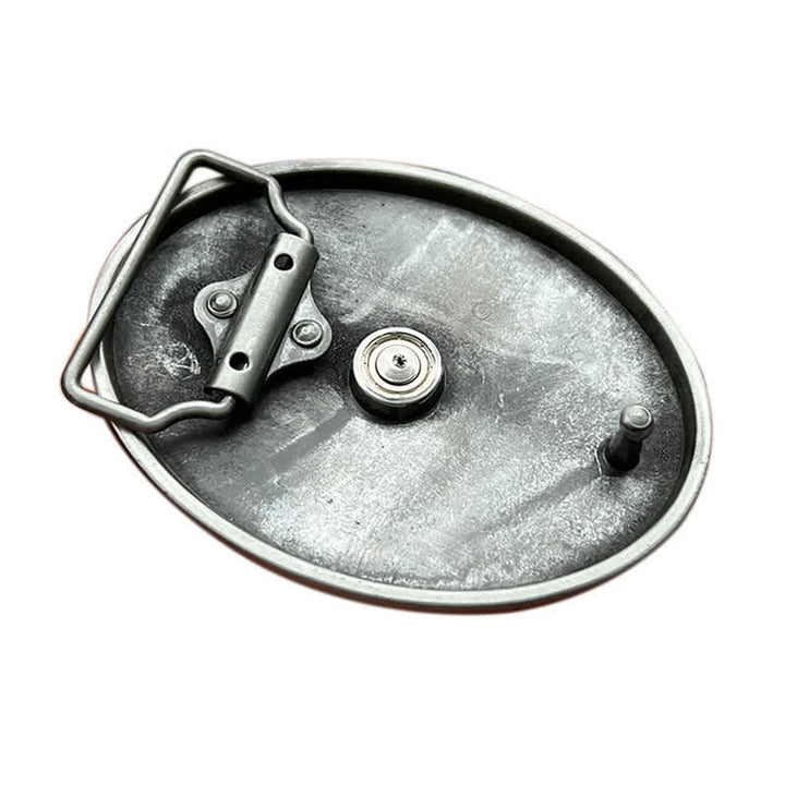 Cinturón de cuero con hebilla de rueda de pistola con cargador giratorio para hombre hecho a mano