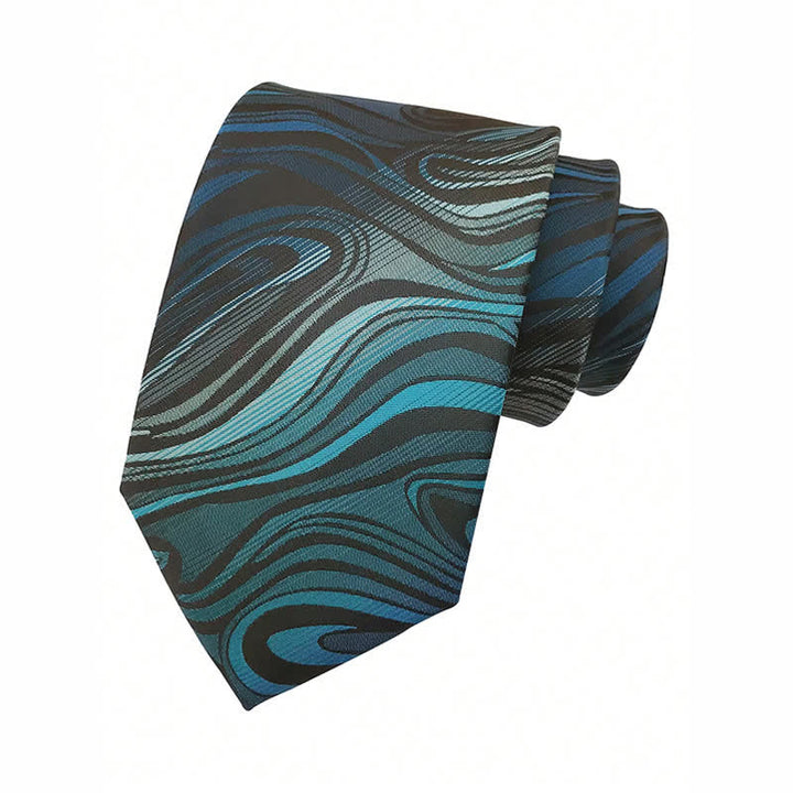 Conjunto de 3 corbatas onduladas de color cian oscuro para hombre