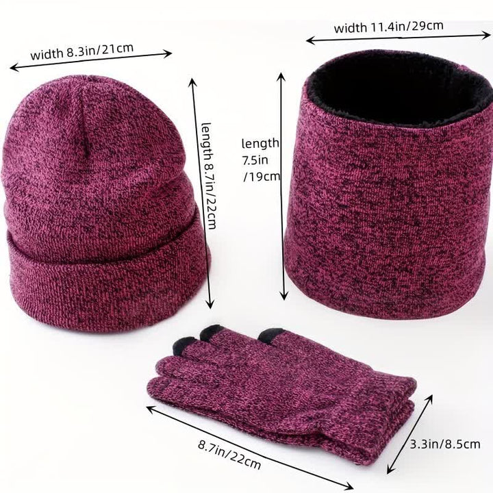Juego de 3 gorros, bufandas y guantes para pantalla táctil