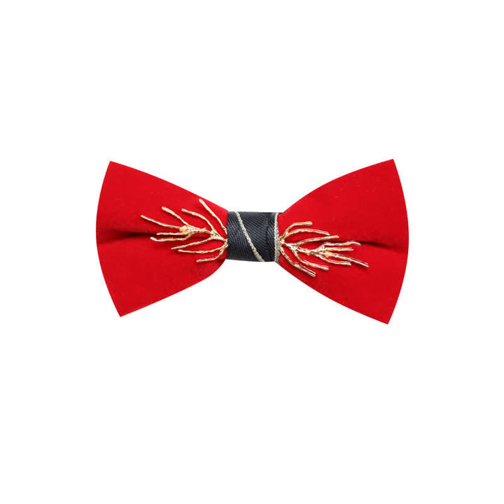 Pajarita de terciopelo con diseño de ramas doradas aristocráticas para hombre