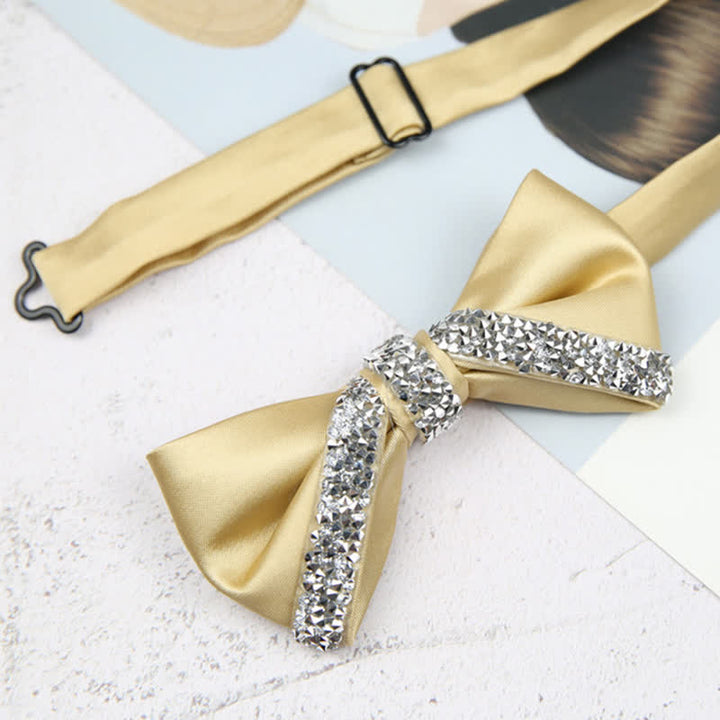 Pajarita de boda con brillantes diamantes de imitación para hombre