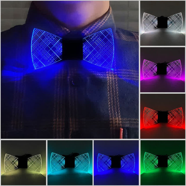 Pajarita de acrílico luminosa para caballero con cuadros en 7 colores