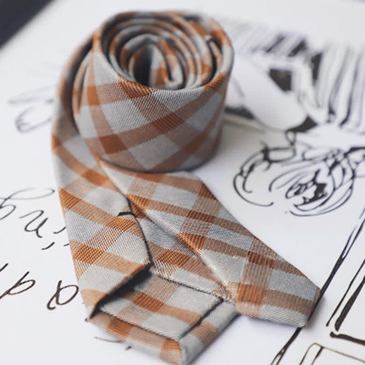 Corbata de cuadros de dos tonos estilo preppy para hombre