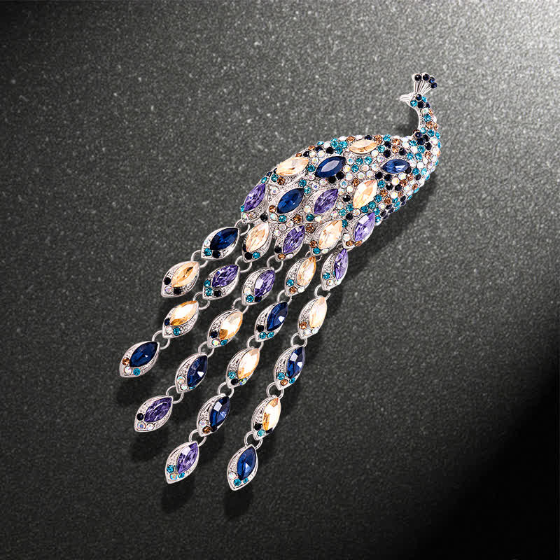 Broche de pavo real con flecos Grazioso para mujer