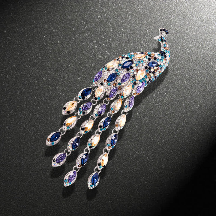 Broche de pavo real con flecos Grazioso para mujer