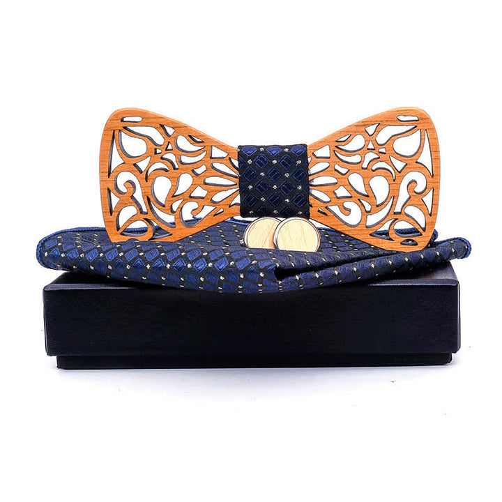 Juego de 3 pajaritas de madera huecas vintage para hombre