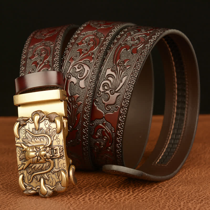Cinturón de cuero con garra de dragón poderosa para hombre
