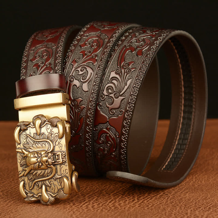 Cinturón de cuero con garra de dragón poderosa para hombre