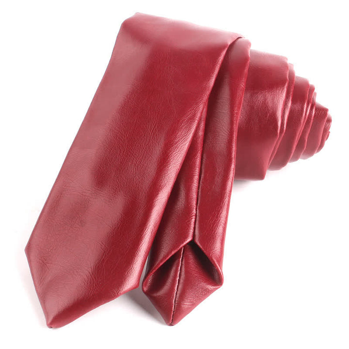 Corbata informal estrecha de cuero sintético para hombre