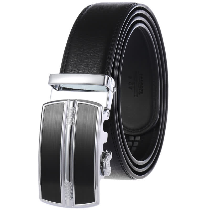 Cinturón de cuero con hebilla automática hueca simple para hombre