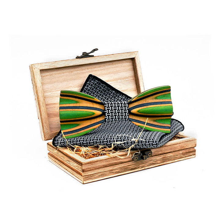 Juego de 2 pajaritas de madera con grabado láser deslumbrante para hombre