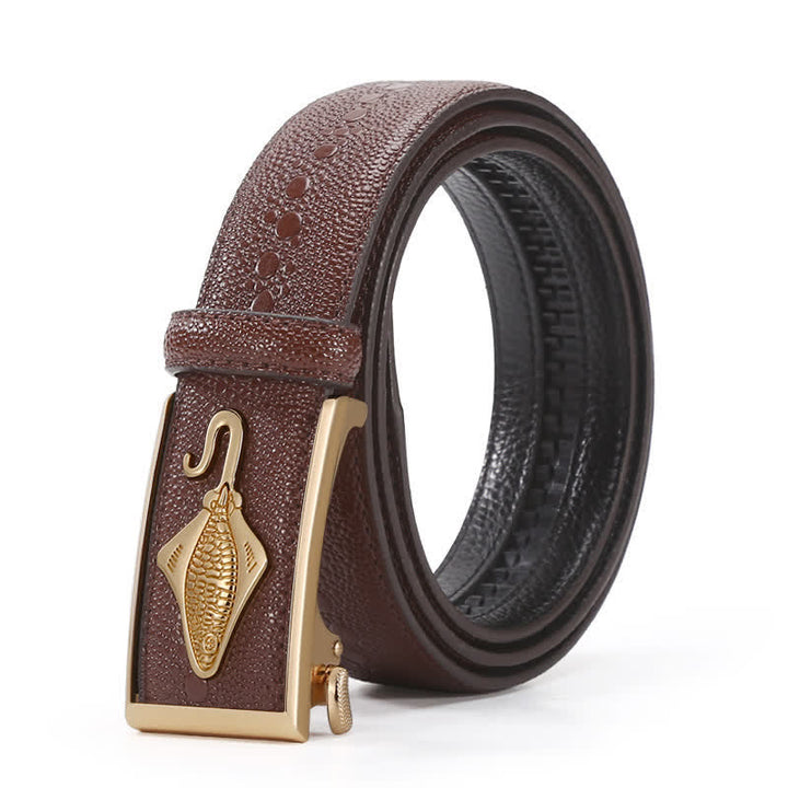 Cinturón de piel con trinquete y estampado de cocodrilo perlado para hombre