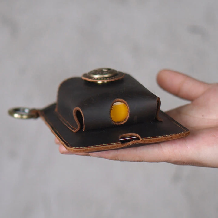 Riñonera de cuero con ventosa magnética para teléfono