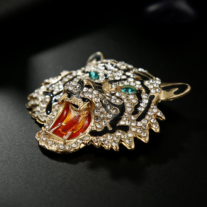 Broche retro con cabeza de tigre para hombre