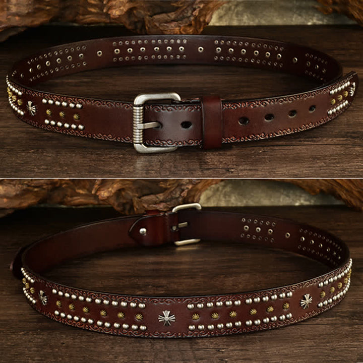 Cinturón unisex estilo rock con decoración con tachuelas y remaches cruzados