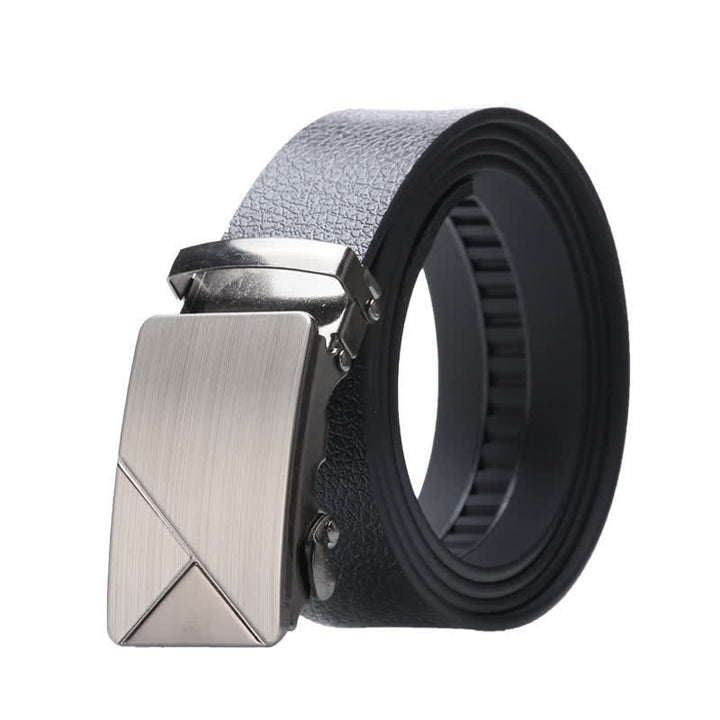 Cinturón de cuero negro con hebilla automática para hombre