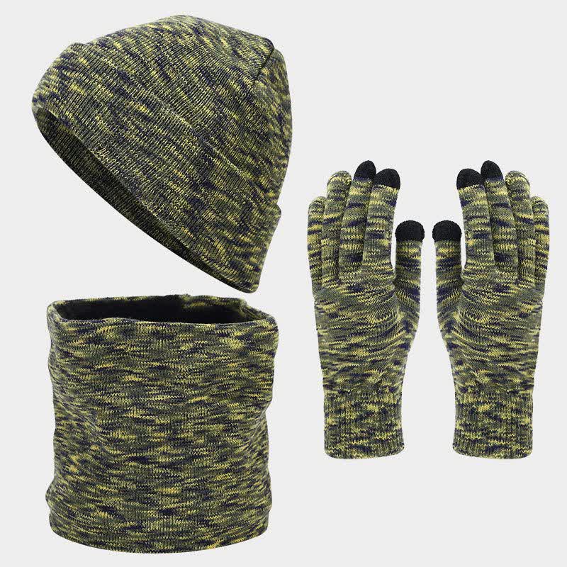 Juego de 3 guantes y bufanda unisex multicolores para teñir